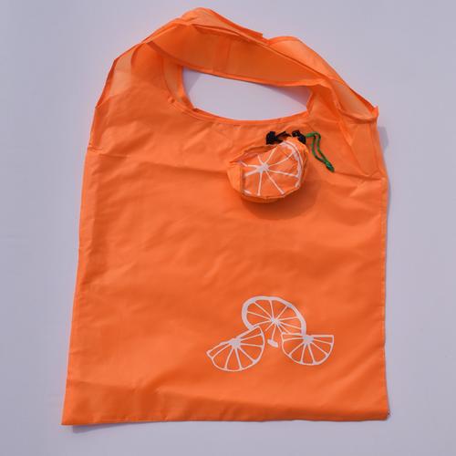 水果折叠购物袋可印logo 便携收纳涤纶袋 橘子柠檬环保袋厂家批发